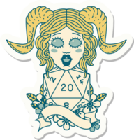 tiefling with natural twenty dice roll sticker png