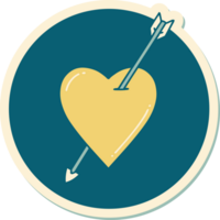 tattoo style sticker of an arrow and heart png