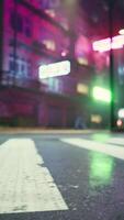 delightful neon colors bring joy and happiness to small Asian town after dark video