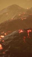 lava fields and hills at active volcano video