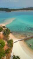 Aerial view of tropical white sand beach and turquoise water, Thailand video