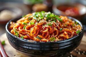 Yakisoba in the kitchen table professional advertising food photography photo