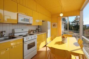 modern yellow kitchen at home design ideas professional advertising photography photo