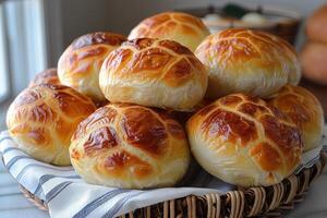 Pao de Queijo brazilian cheese bread in the kitchen table professional advertising food photography photo