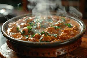 Chicken tikka curry in the kitchen table professional advertising food photography photo