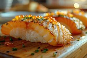 sashimi sushi in the kitchen table professional advertising food photography photo