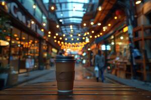 Mañana caliente taza de café en el café mesa profesional publicidad comida fotografía foto