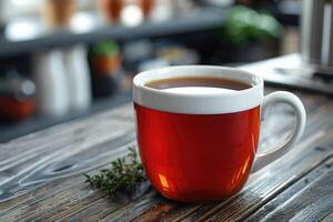 morning hot cup of coffee in the cafe table professional advertising food photography photo