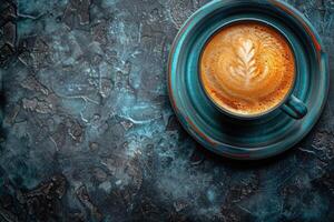 Mañana caliente taza de café en el café mesa profesional publicidad comida fotografía foto