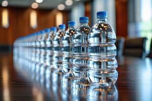 mineral agua botellas en el mesa profesional publicidad comida fotografía foto