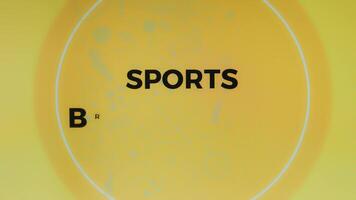 Sports Broadcasting inscription on yellow background with graphic illustrations. Sports concept video