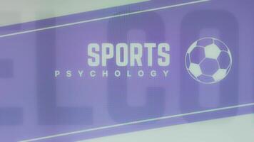 sporter psykologi inskrift på blå och vit bakgrund med fotboll boll symbol. sporter begrepp video