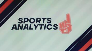 sport- analytics opschrift Aan licht achtergrond met donker blauw en rood strepen en aantal een symbool. sport- concept video