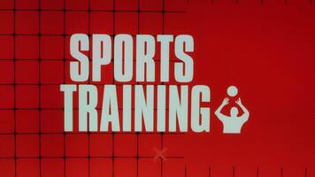 Sports Training inscription on red checkered background with basketball player silhouette. Sports concept video