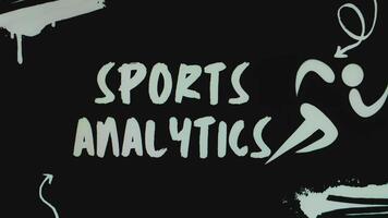 Sports Analytics inscription on black background with running man symbol. Graphic presentation. Sports concept video