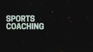 Sports Coaching inscription on black background with Spartan symbol graphic presentation. Sports concept video