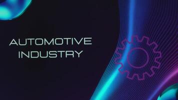 Automotive industry inscription on abstract background with gear symbol. Graphic presentation. Transportation concept video