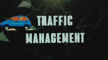 trafik förvaltning inskrift på abstrakt bakgrund med bil illustration. grafisk presentation. transport begrepp video
