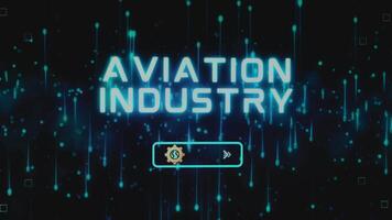 Aviation Industry inscription on abstract background with gear symbol. Graphic presentation. Transportation concept video