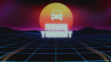 Mass Transit inscription on colorful synth wave background and car symbol. Graphic presentation. Transportation concept video