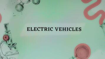 Electric Vehicles inscription on light green background with Lightning illustration. Transportation concept video