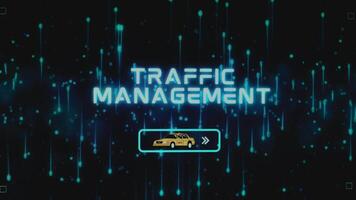 tráfego gestão inscrição em abstrato fundo com carro ilustração. gráfico apresentação. transporte conceito video