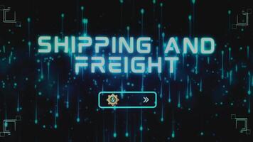 Shipping and Freight inscription on abstract background with gear symbol. Graphic presentation. Transportation concept video