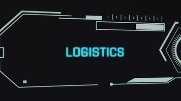 Logistics neon inscription on black background with aircraft symbol. Graphic presentation. Transportation concept video