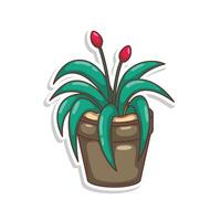 Home plant cartoon style. potted plant isolated on white vector