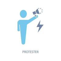 protester concept line icon. Simple element illustration. protester concept outline symbol design. vector