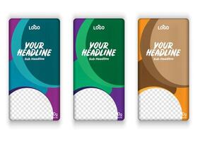 Cement and chocolate bar label design with multiple color variant eps vector