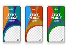 Cement and chocolate bar label design with multiple color variant eps vector