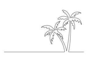 Palm tree continuous single line drawing premium illustration vector