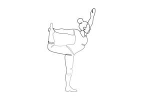 One continuous line drawing of woman practicing yoga fitness concept pro illustration vector