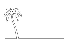 Palm tree continuous single line drawing premium illustration vector