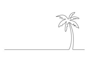 Palm tree continuous single line drawing premium illustration vector