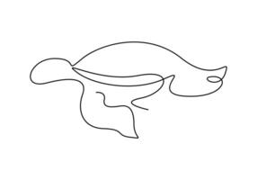 Turtle in one continuous line drawing digital illustration vector