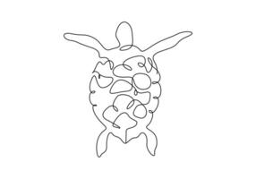 Turtle in one continuous line drawing digital illustration vector