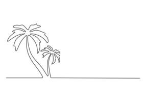 Palm tree continuous single line drawing premium illustration vector