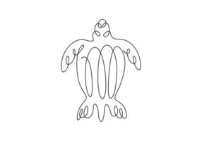 Turtle in one continuous line drawing digital illustration vector