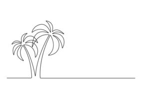 Palm tree continuous single line drawing premium illustration vector