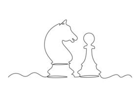 Chess pieces one line drawing premium illustration vector