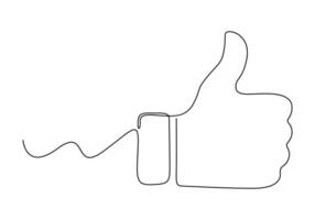 Thumbs up icon continuous one line drawing digital illustration vector