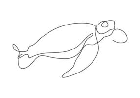 Turtle in one continuous line drawing digital illustration vector