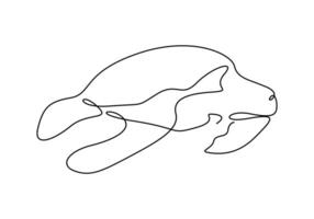 Turtle in one continuous line drawing digital illustration vector