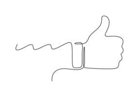 Thumbs up icon continuous one line drawing digital illustration vector