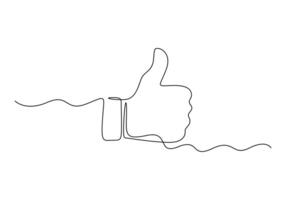 Thumbs up icon continuous one line drawing digital illustration vector