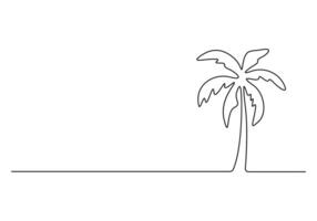 Palm tree continuous single line drawing premium illustration vector