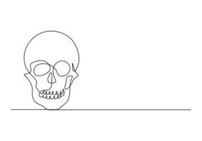 One continuous line drawing of human skull premium illustration vector