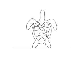 Turtle in one continuous line drawing digital illustration vector